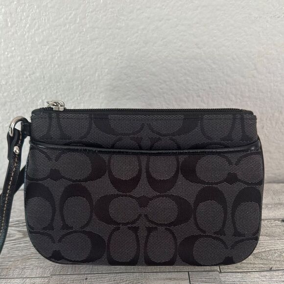 Coach Black Monogram Clutch Wristlet - Picture 1 of 10